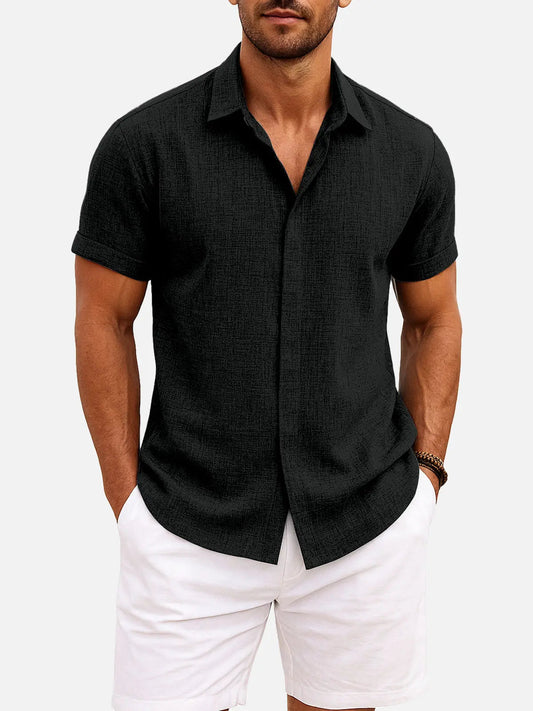 Men’s Linen Cotton Short Sleeve Shirt – Breathable Summer Style | Montviro