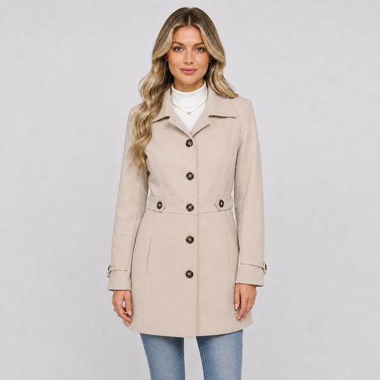 Montviro | Women’s Tweed Coat – Double Breasted Fall Winter Jacket