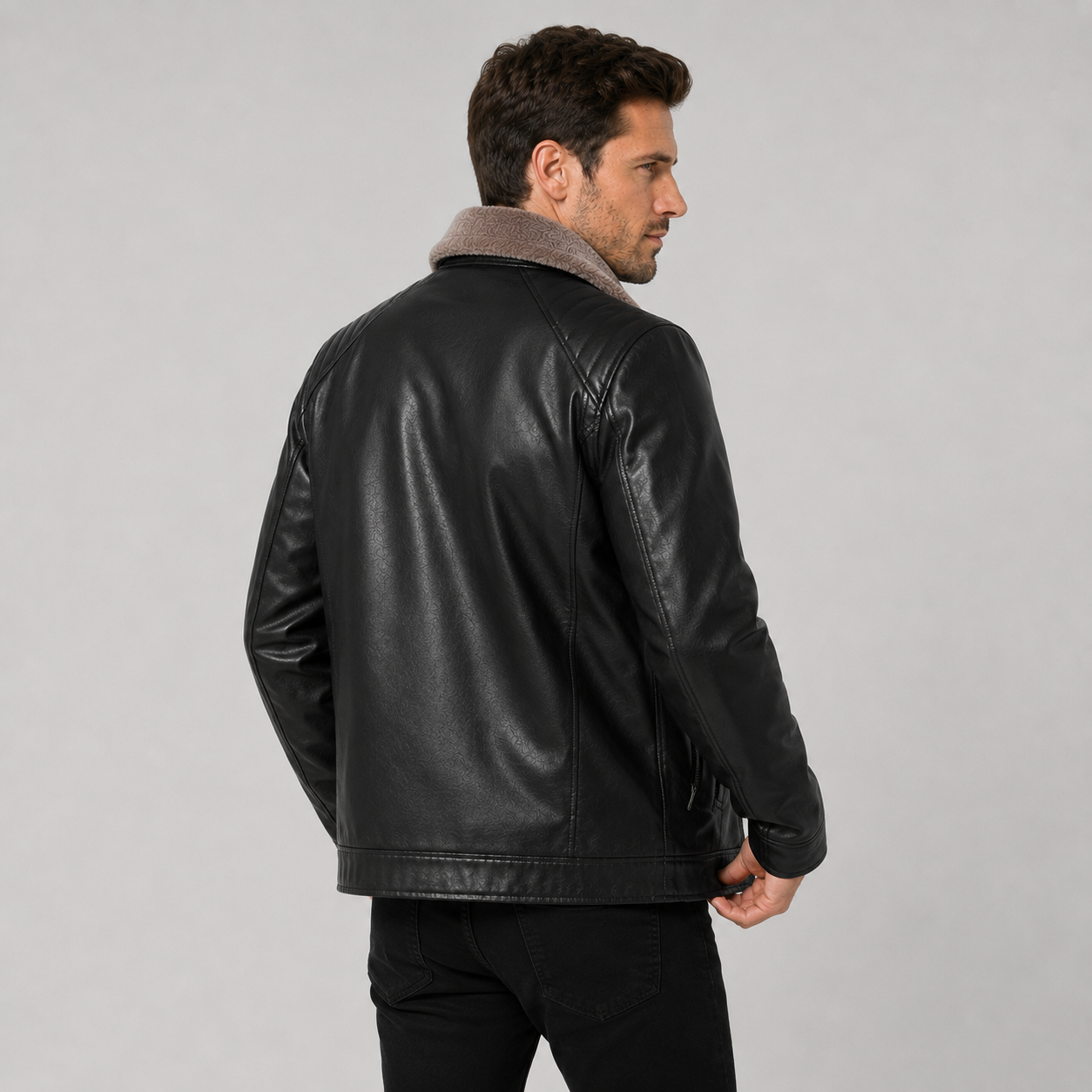 Montviro | Men’s PU Leather Jacket – Warm Lined Regular Fit Winter Style
