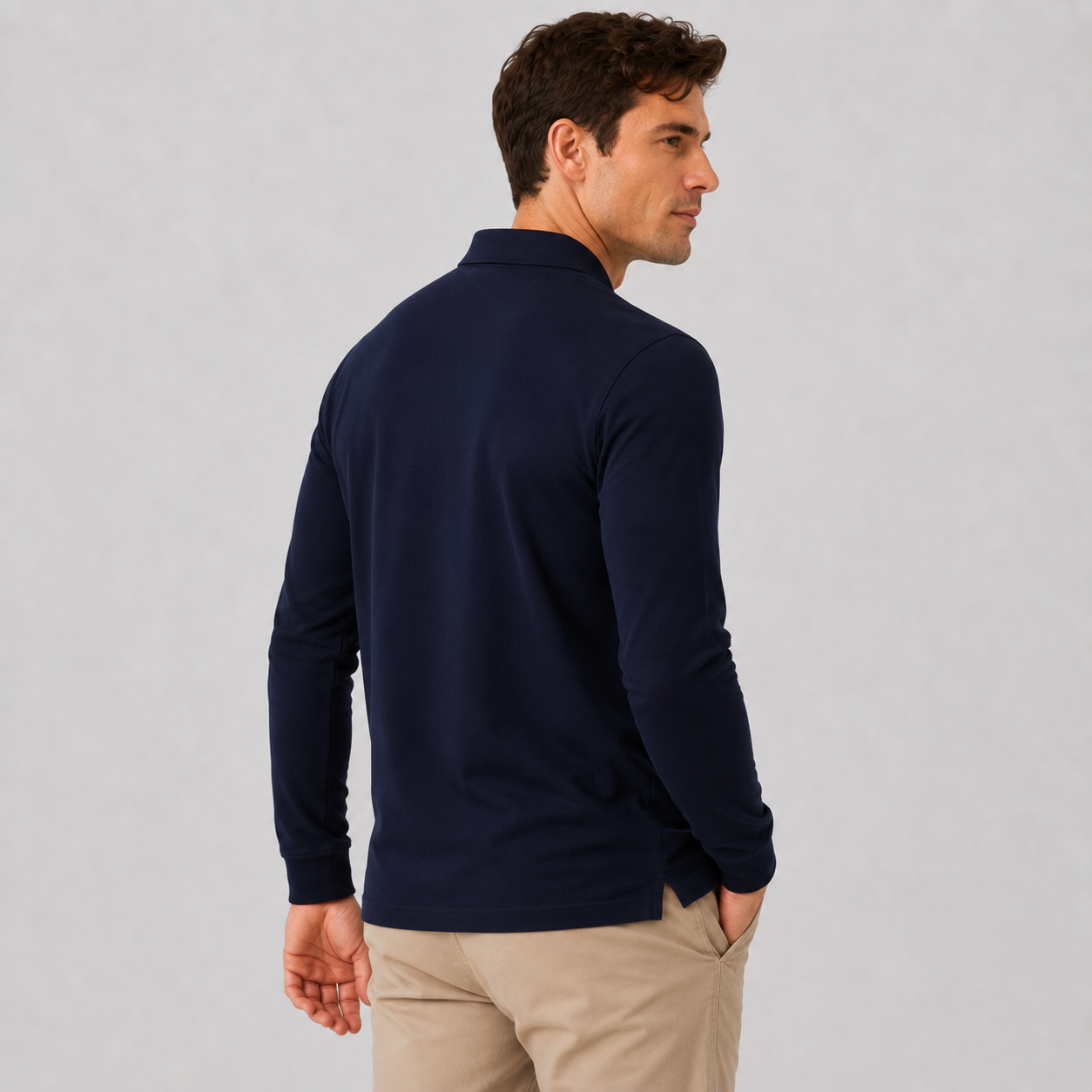 Montviro | Men's Polo Shirt Geometric Print Long Sleeve Regular Fit