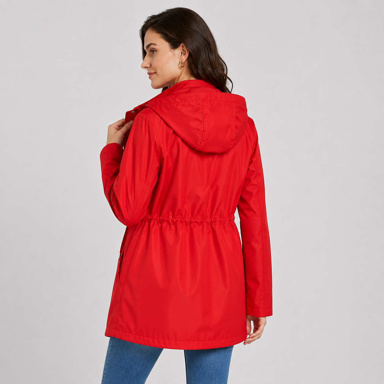 Montviro | Women's Plus Size Jacket Lightweight Hooded Cinched Waist