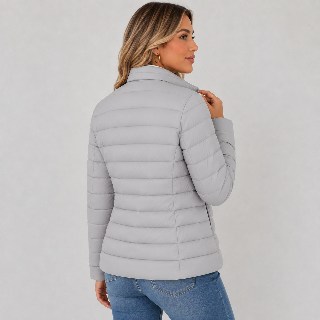 Montviro | Women's Lightweight Puffer Jacket - Warm High Neck Zip Front