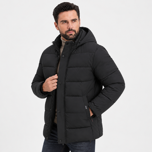 Montviro | Men's Fleece-Lined Winter Coat - Long Stand Collar Style