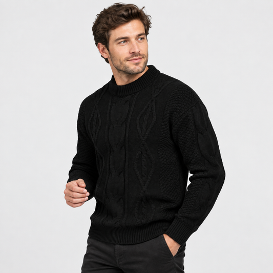 Montviro | Men's Crew Neck Sweater - Jacquard Knit Fall Winter