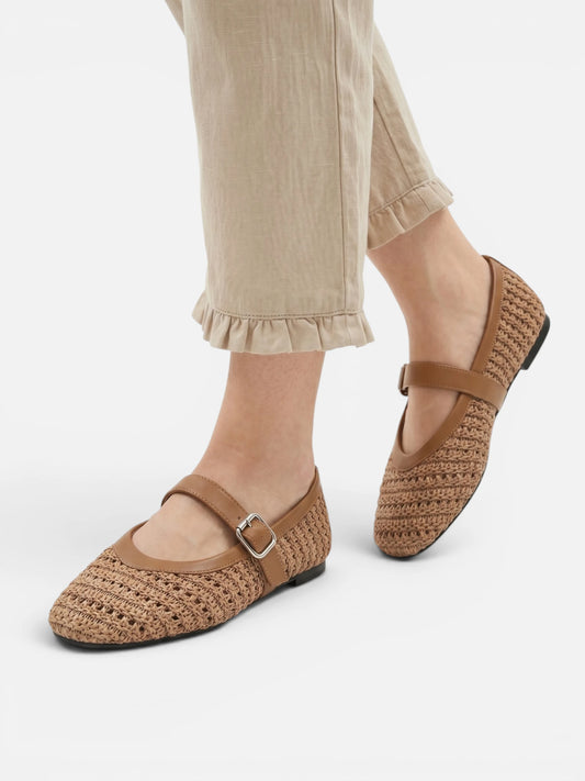 Montviro | Women’s Woven Mary Jane Hollow-Out Flats – Breathable Summer Elegance