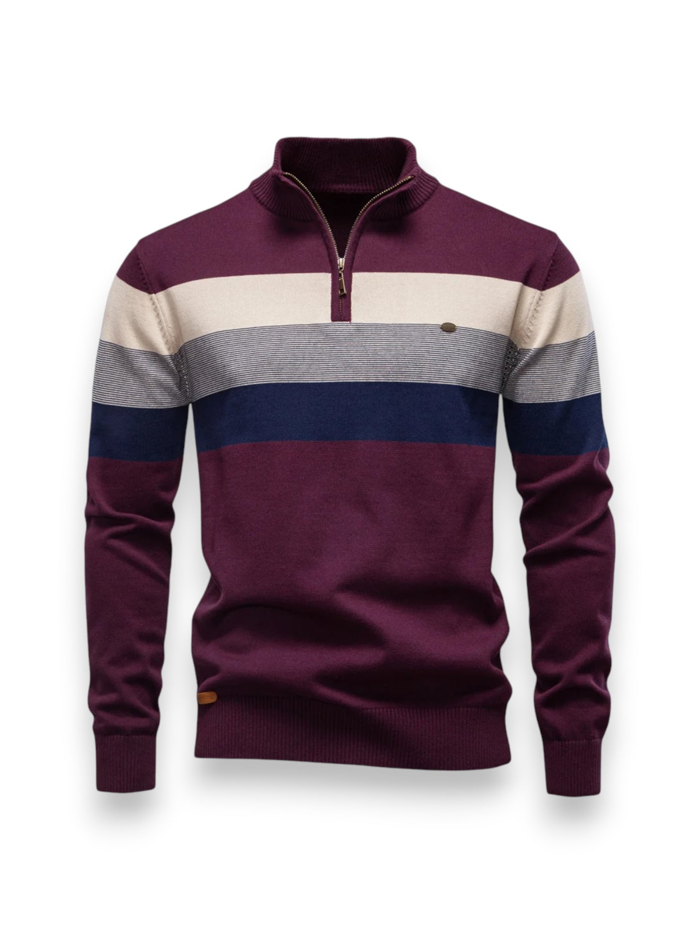 Montviro | Men's Cotton Blend Patchwork Zip Neck Jumper