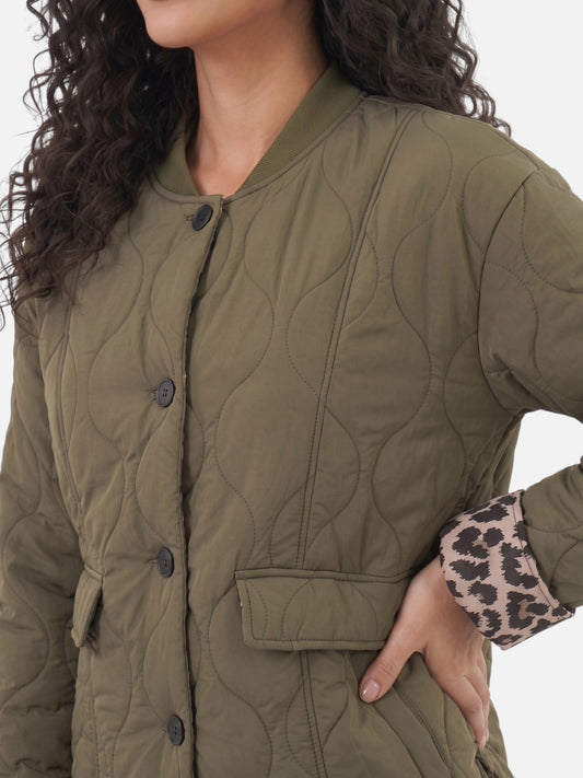 Montviro | Women’s Leopard Trim Jacket – Elegant Autumn Style