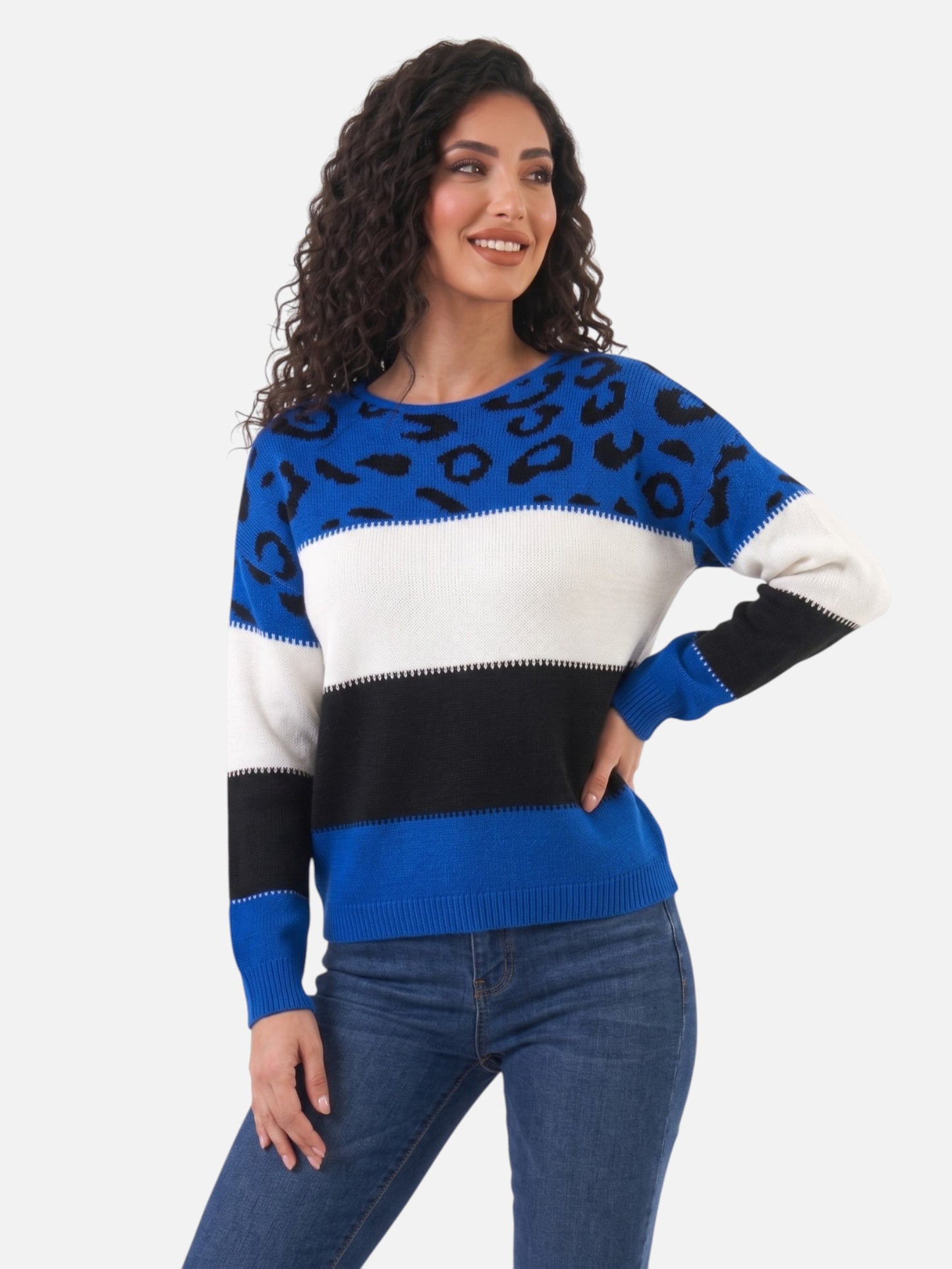 Montviro | Women’s Leopard Print Boat Neck Sweater – Casual Chic Style