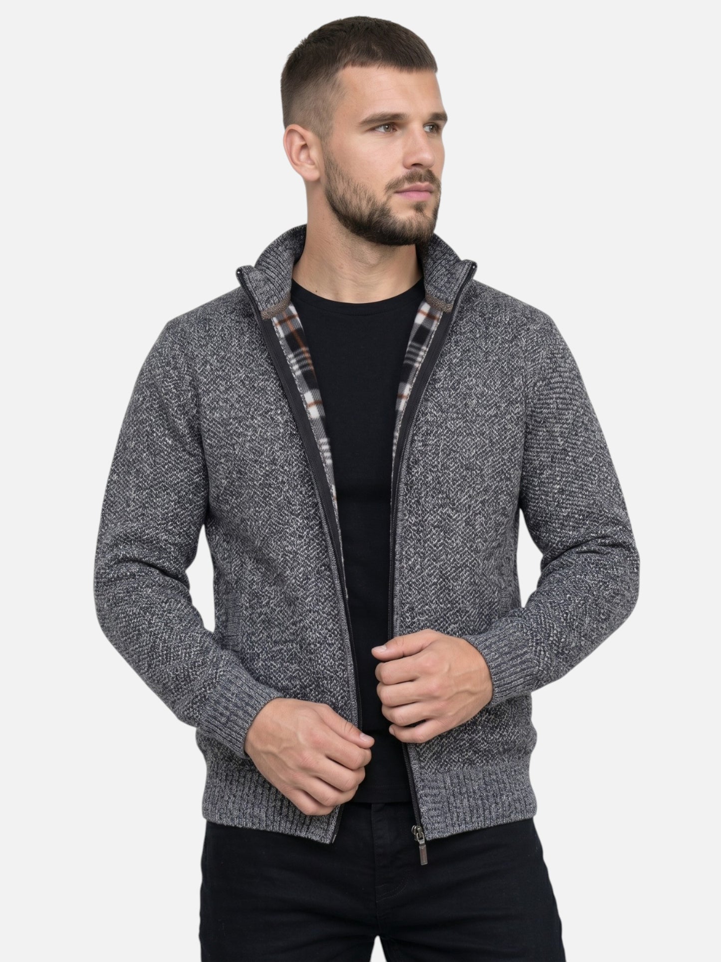 Montviro | Men's Fleece-Lined Zip Cardigan – Winter Comfort