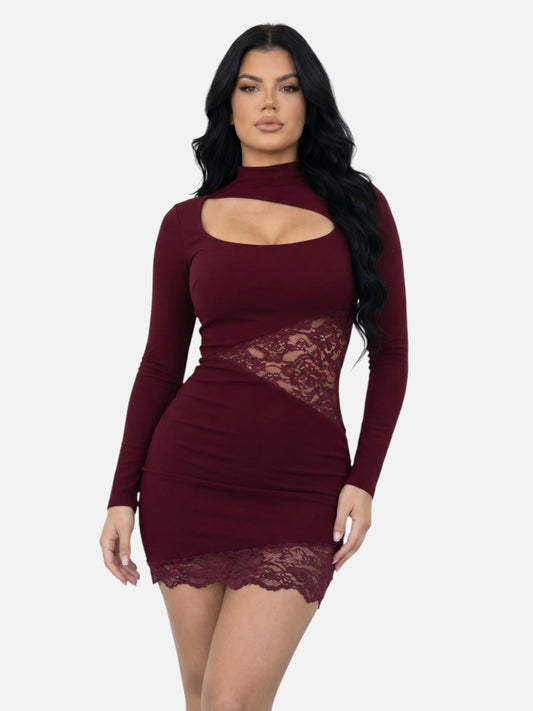 Montviro | Women’s Bodycon Mini Dress – Lace Detail Elegance