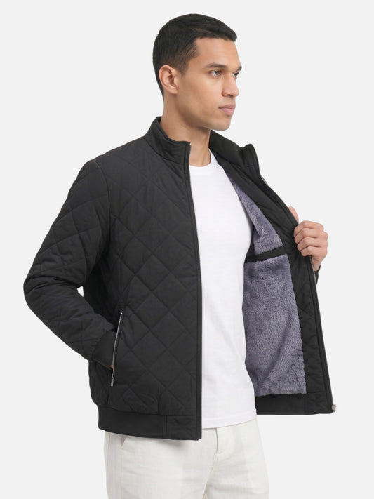 Montviro | Men's Diamond-Pattern Fleece-Lined Bomber Jacket