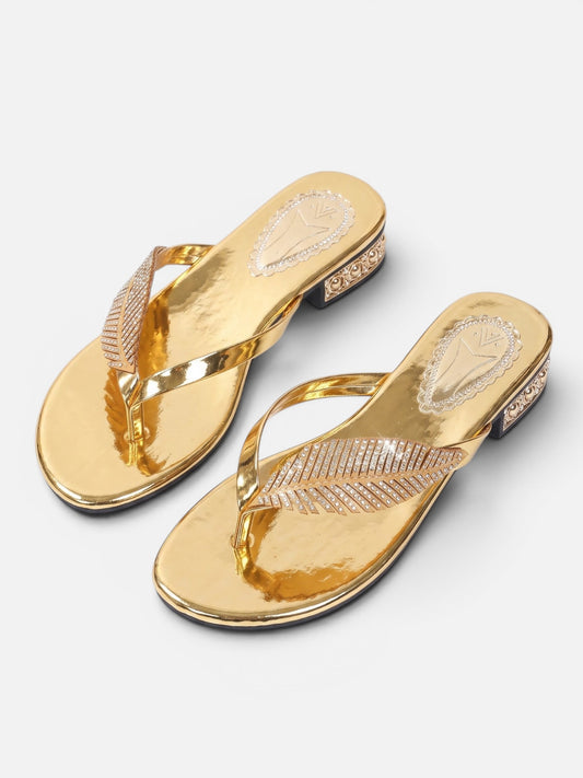 Montviro | Women’s Crystal Leaf Flip Flops – Elegant Summer Style