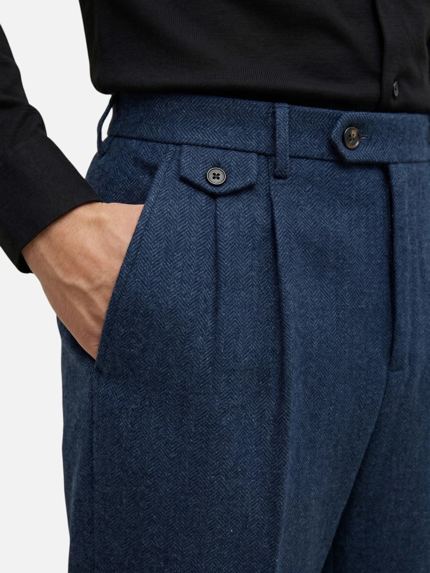 Montviro | Men’s Pleated Trousers – Classic Herringbone Elegance