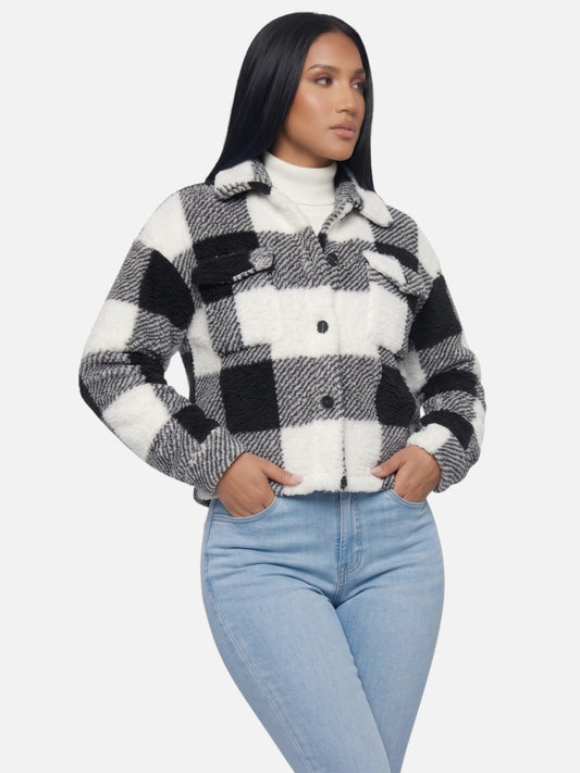Montviro | Women's Plaid Fuzzy Shacket – Autumn Style
