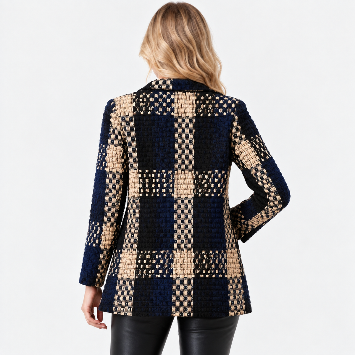 Montviro | Women's Plaid Blazer Double Breasted Suit Jacket