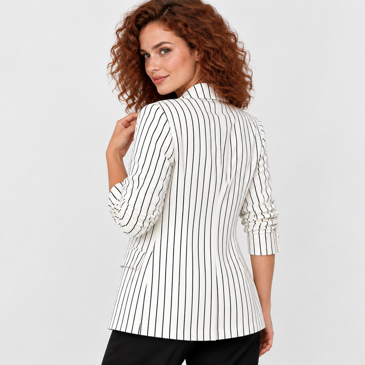 Montviro | Women’s Business Casual Striped Suit Jacket Polyester Coat