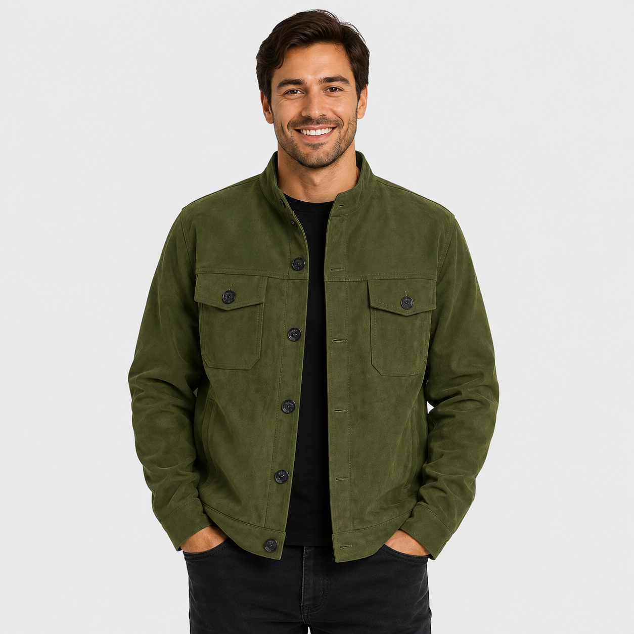 Montviro | Men's Casual Jacket Stand Collar Button Front