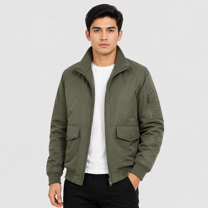 Montviro | Men's Bomber Jacket – Thickened Woven Fabric, Regular Fit