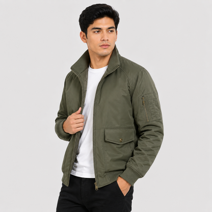 Montviro | Men's Bomber Jacket – Thickened Woven Fabric, Regular Fit