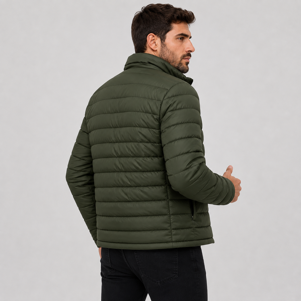 Montviro | Men's Quilted Jacket Warm Stand Collar Casual Zip Coat