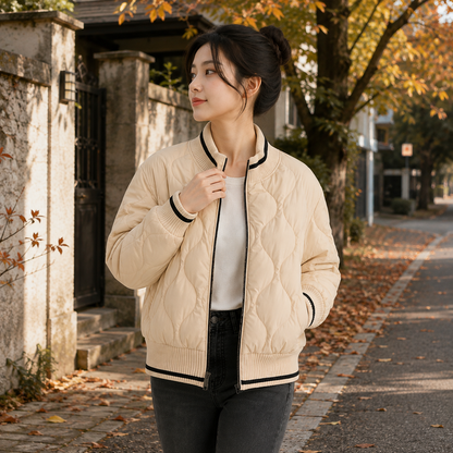Montviro | Women’s Warm Padded Winter Coat Elegant Color Block Jacket