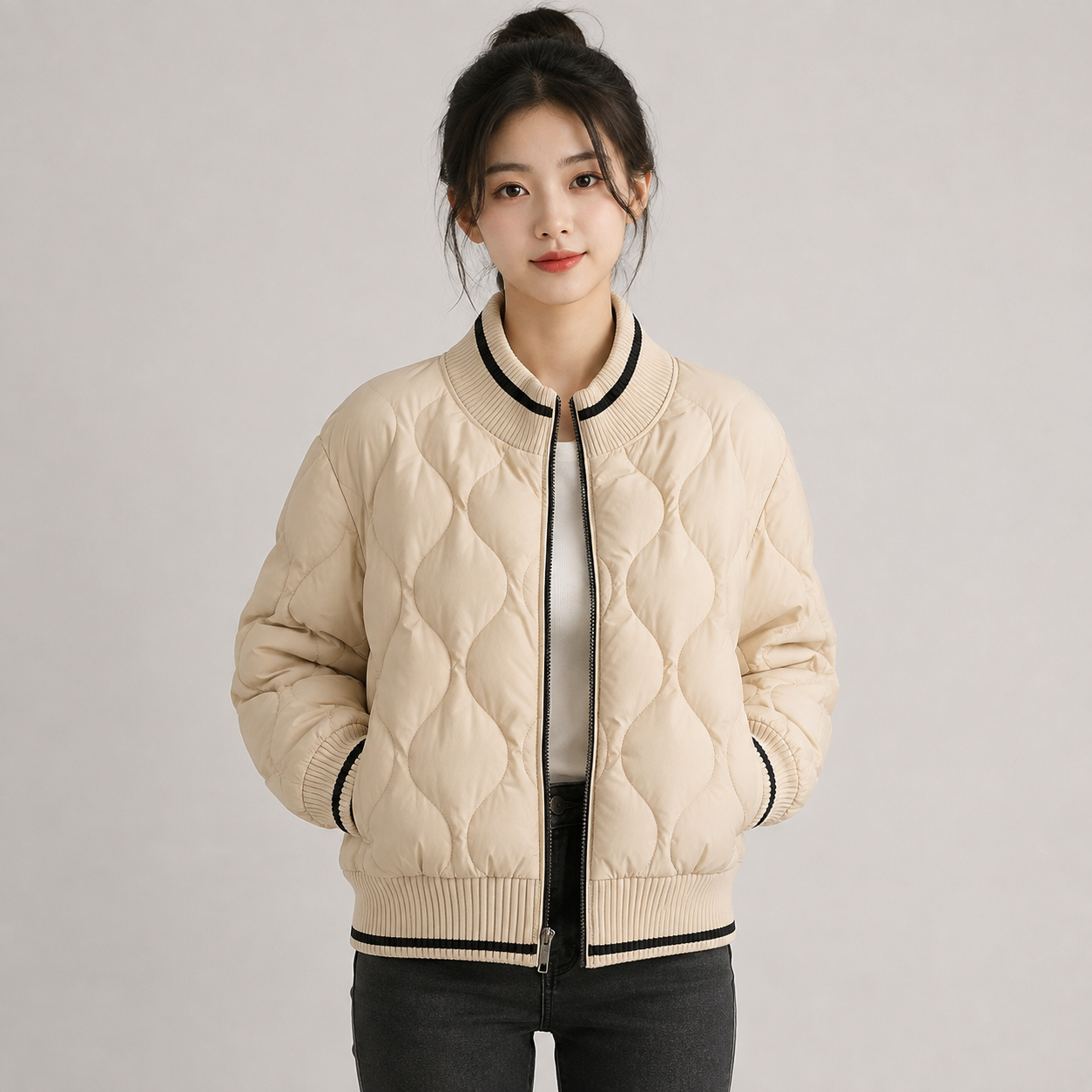 Montviro | Women’s Warm Padded Winter Coat Elegant Color Block Jacket