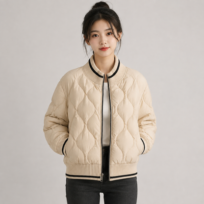 Montviro | Women’s Warm Padded Winter Coat Elegant Color Block Jacket