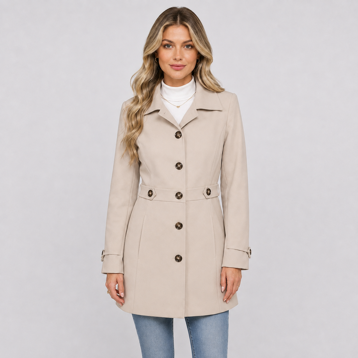 Montviro | Women’s Tweed Coat – Double Breasted Fall Winter Jacket