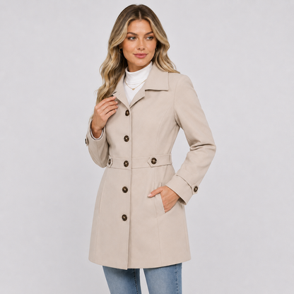 Montviro | Women’s Tweed Coat – Double Breasted Fall Winter Jacket