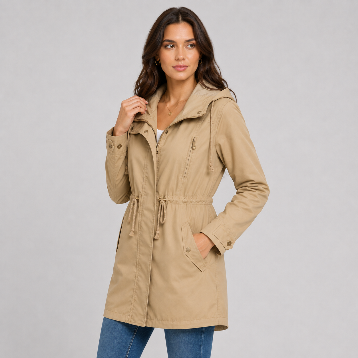 Montviro | Women’s Lightweight Hooded Windbreaker – Cotton Blend Jacket