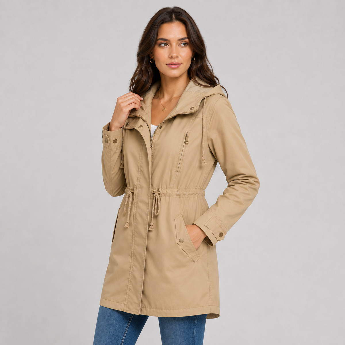 Montviro | Women’s Lightweight Hooded Windbreaker – Cotton Blend Jacket