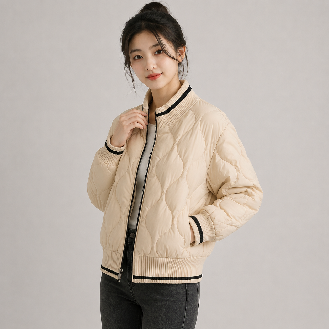 Montviro | Women’s Warm Padded Winter Coat Elegant Color Block Jacket