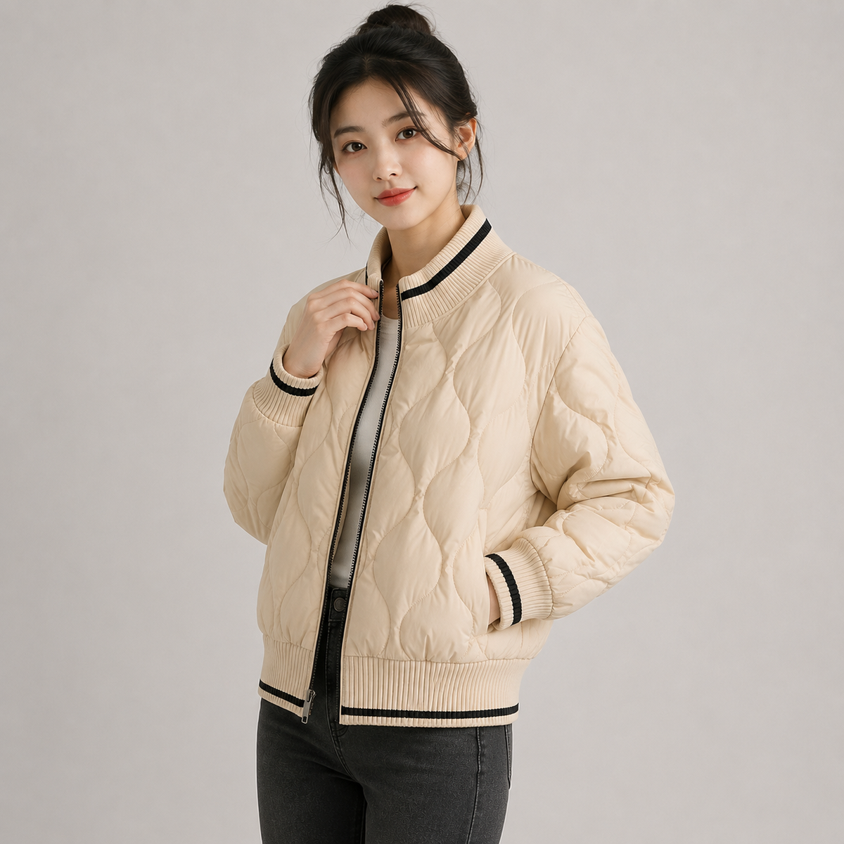 Montviro | Women’s Warm Padded Winter Coat Elegant Color Block Jacket