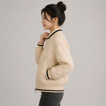 Montviro | Women’s Warm Padded Winter Coat Elegant Color Block Jacket