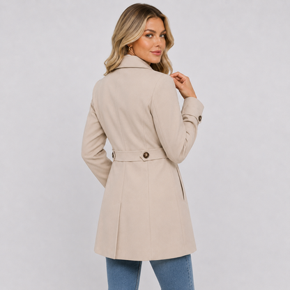 Montviro | Women’s Tweed Coat – Double Breasted Fall Winter Jacket