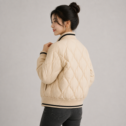 Montviro | Women’s Warm Padded Winter Coat Elegant Color Block Jacket