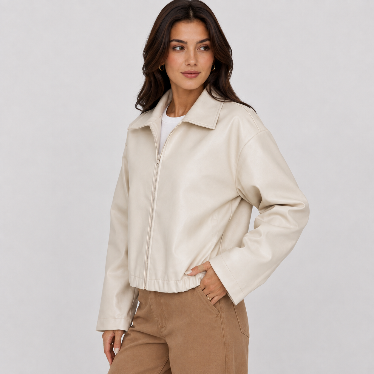 Montviro | Women's Lapel Zipper Jacket – Classic Fall & Autumn Style