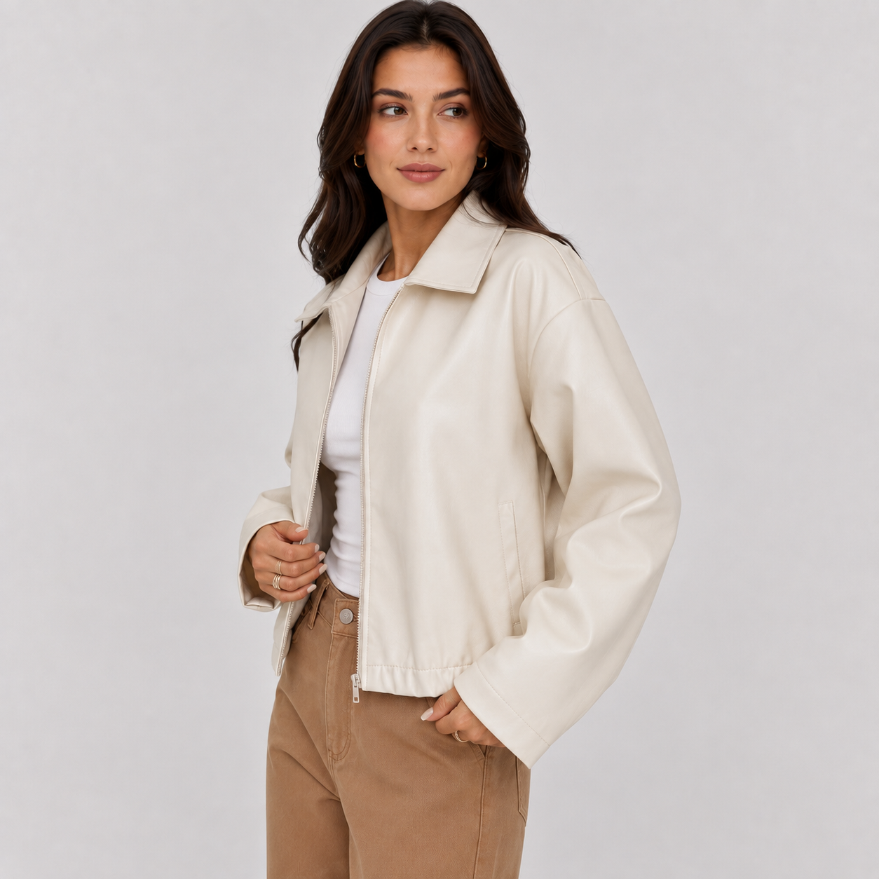 Montviro | Women's Lapel Zipper Jacket – Classic Fall & Autumn Style