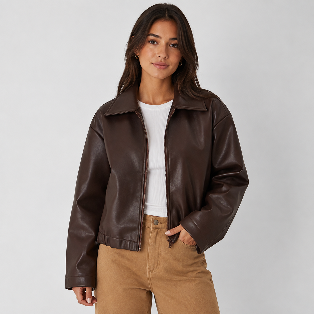 Montviro | Women's Lapel Zipper Jacket – Classic Fall & Autumn Style
