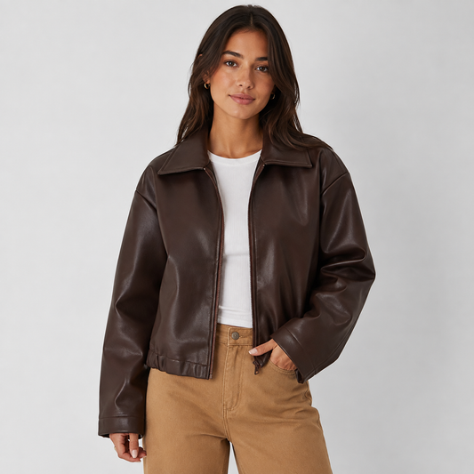 Montviro | Women's Lapel Zipper Jacket – Classic Fall & Autumn Style