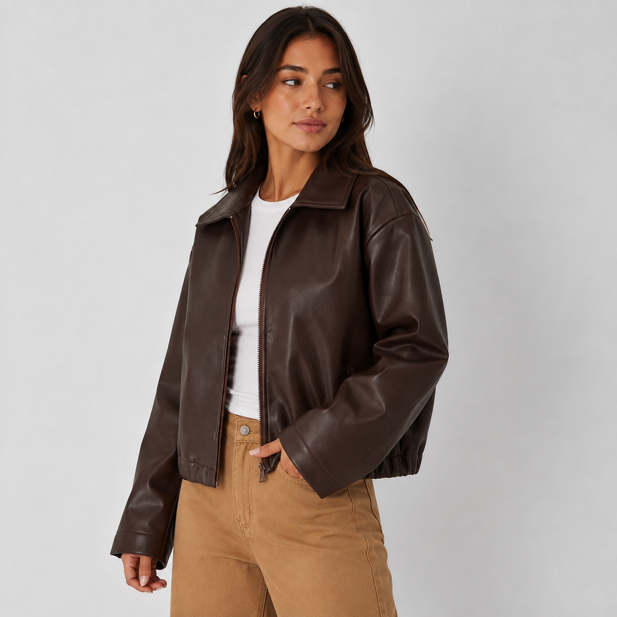 Montviro | Women's Lapel Zipper Jacket – Classic Fall & Autumn Style
