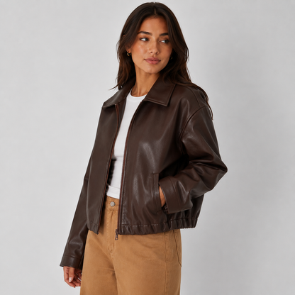 Montviro | Women's Lapel Zipper Jacket – Classic Fall & Autumn Style