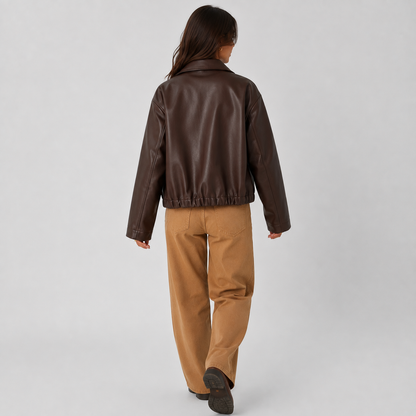 Montviro | Women's Lapel Zipper Jacket – Classic Fall & Autumn Style