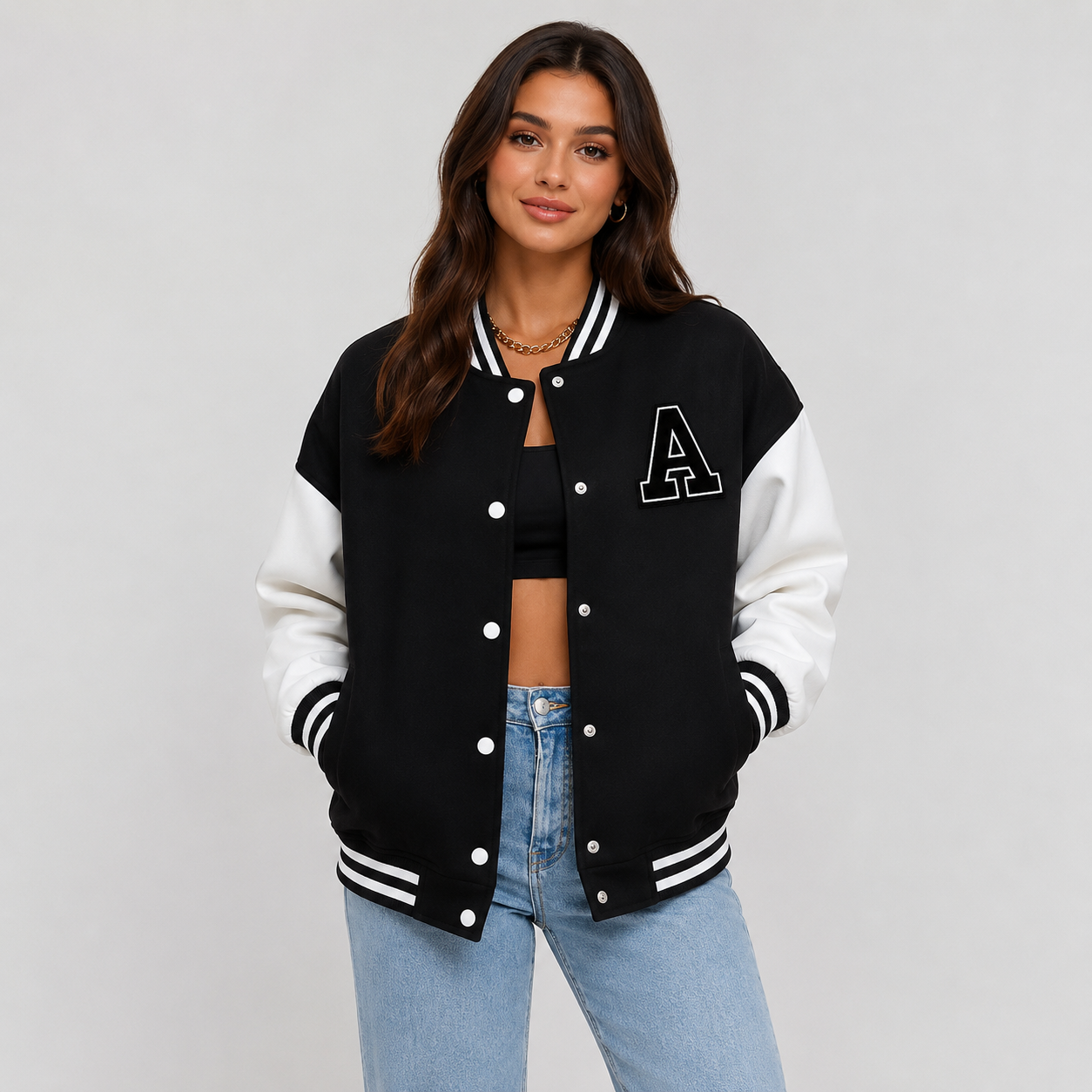 Montviro | Women's Varsity Jacket Long Sleeve Letter Graphic Fall Jacket