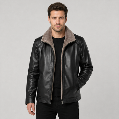 Montviro | Men’s PU Leather Jacket – Warm Lined Regular Fit Winter Style