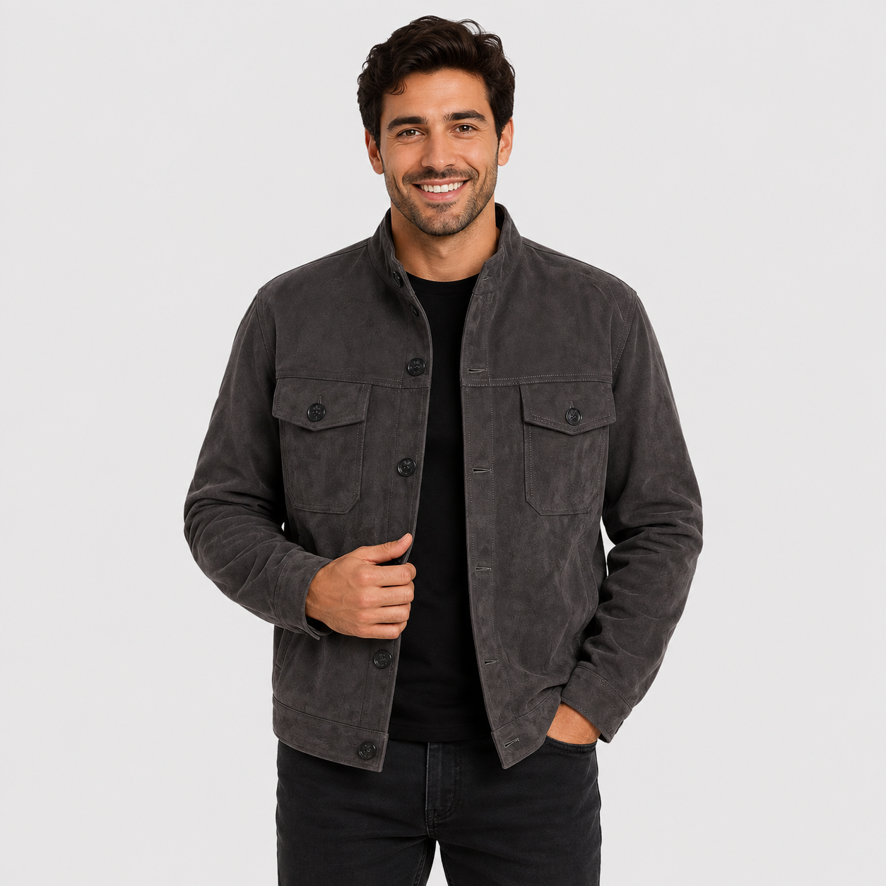 Montviro | Men's Casual Jacket Stand Collar Button Front