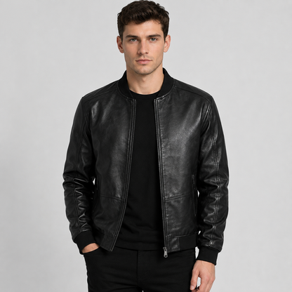 Montviro | Men's PU Motorcycle Jacket Windproof Regular Fit Biker Style
