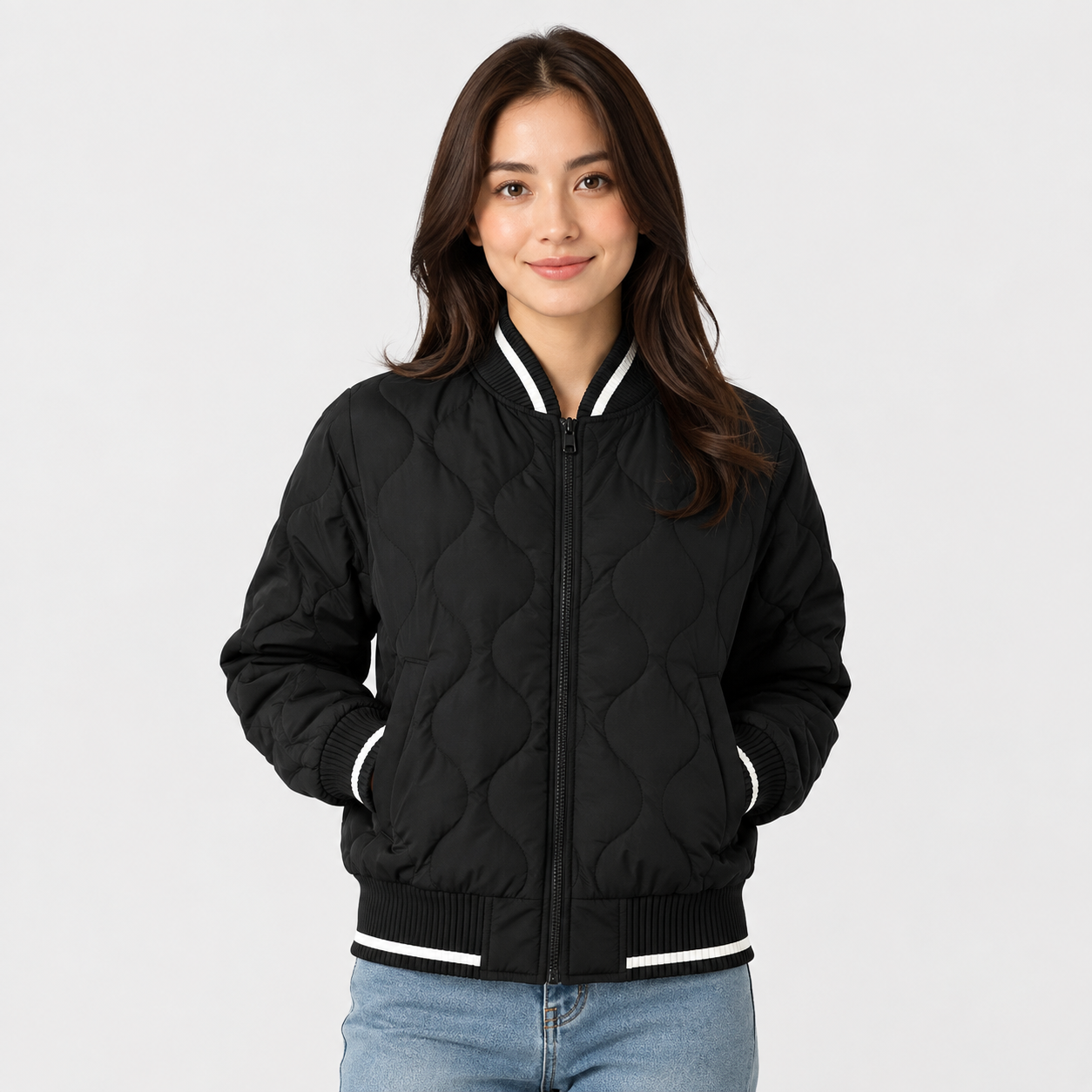 Montviro | Women’s Warm Padded Winter Coat Elegant Color Block Jacket