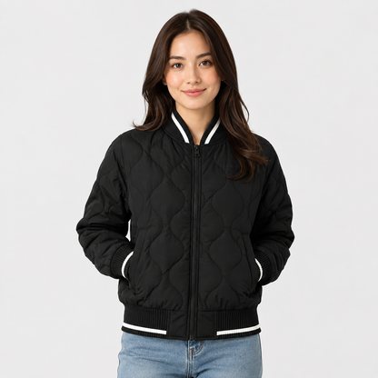 Montviro | Women’s Warm Padded Winter Coat Elegant Color Block Jacket