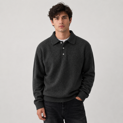 Montviro | Men's Polo Sweater Knit Long Sleeve Comfort Regular Fit